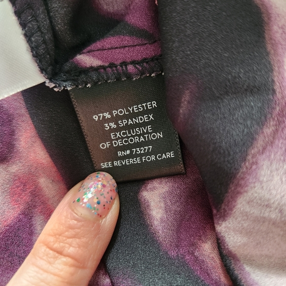 Simply Vera Wang Short Sleeve Floral High-Low Midi Dress, Purple, Size: L - Picture 5 of 6